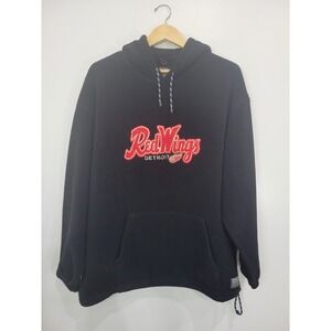 Roots Athletics Detroit Red Wings Black‎ Fleece Pullover Hoodie Mens XL